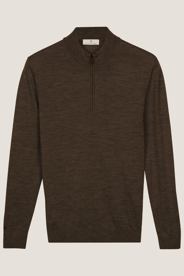 Merino Half Zip Pullover - Bruin