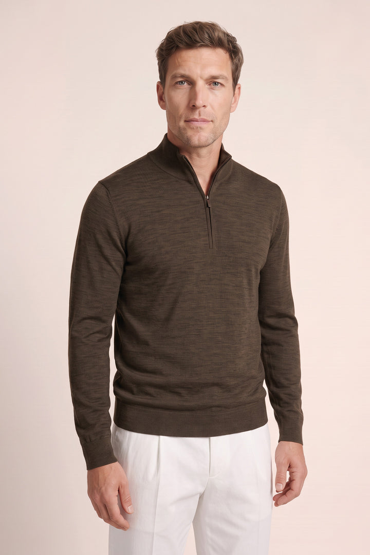 Merino Half Zip Pullover - Bruin