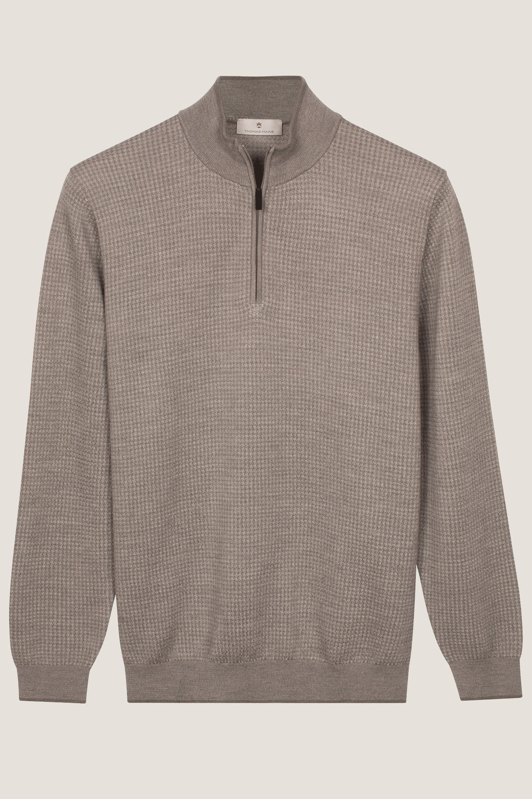 Merino Jacquard Half Zip Pullover - Groen