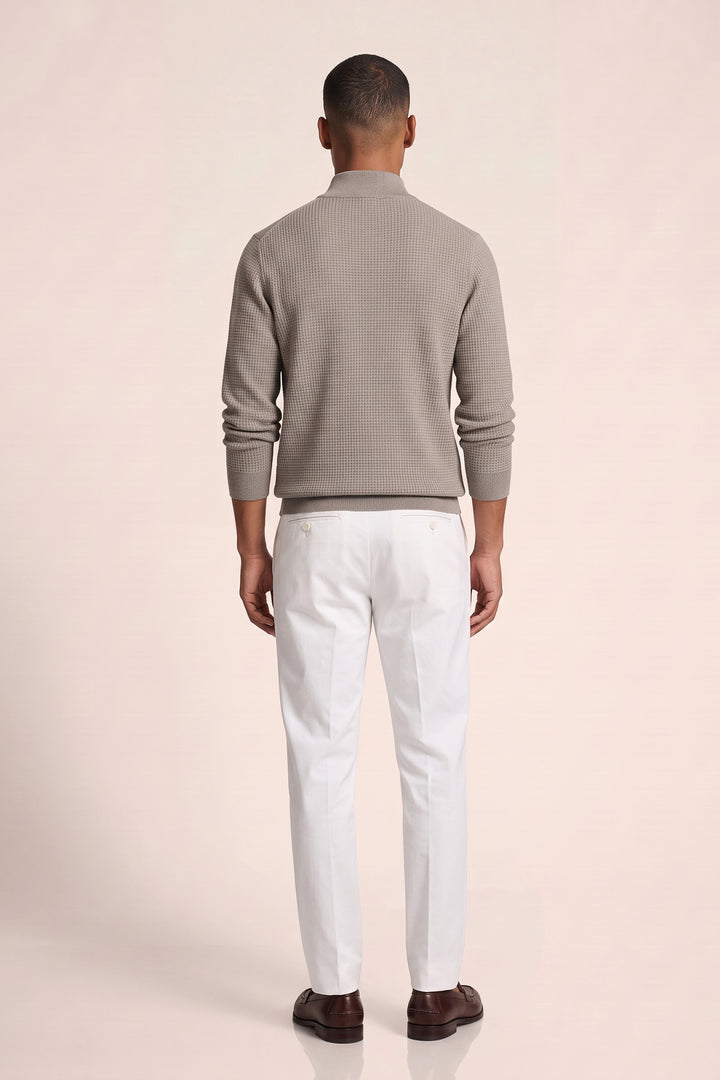 Merino Jacquard Half Zip Pullover - Groen