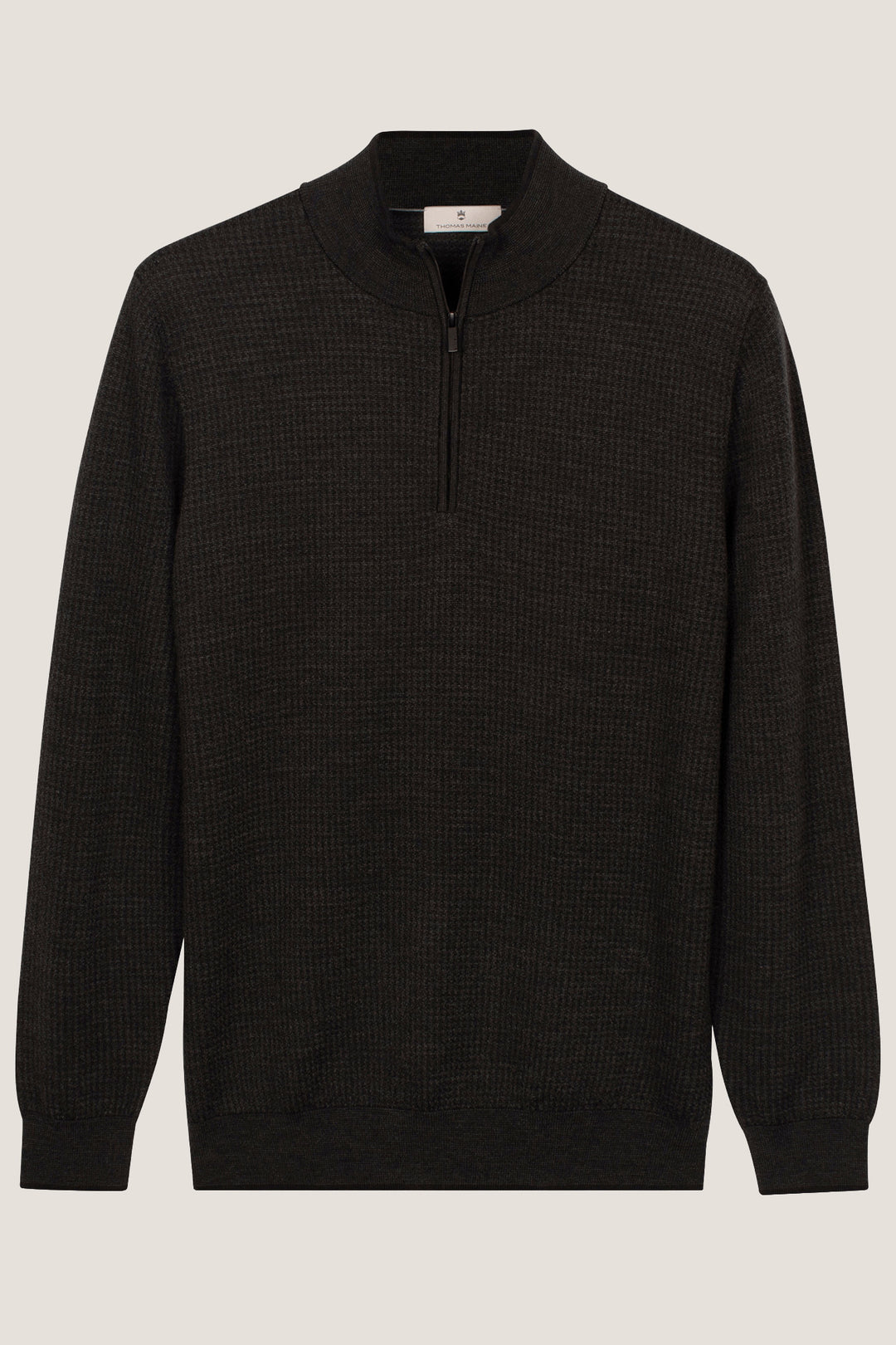 Merino Jacquard Half Zip Pullover - Groen