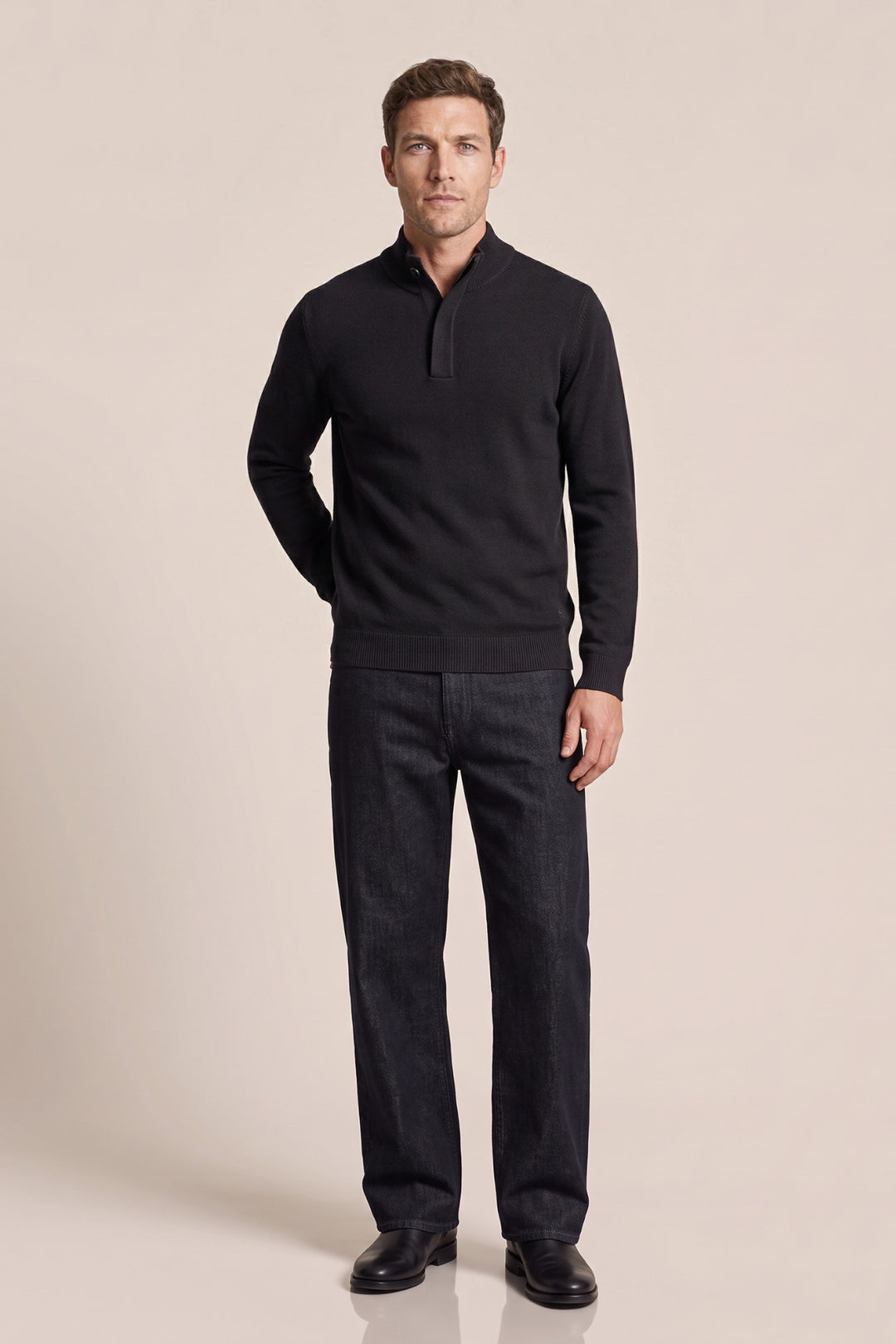 Merino Trui met Polokraag - Blauw