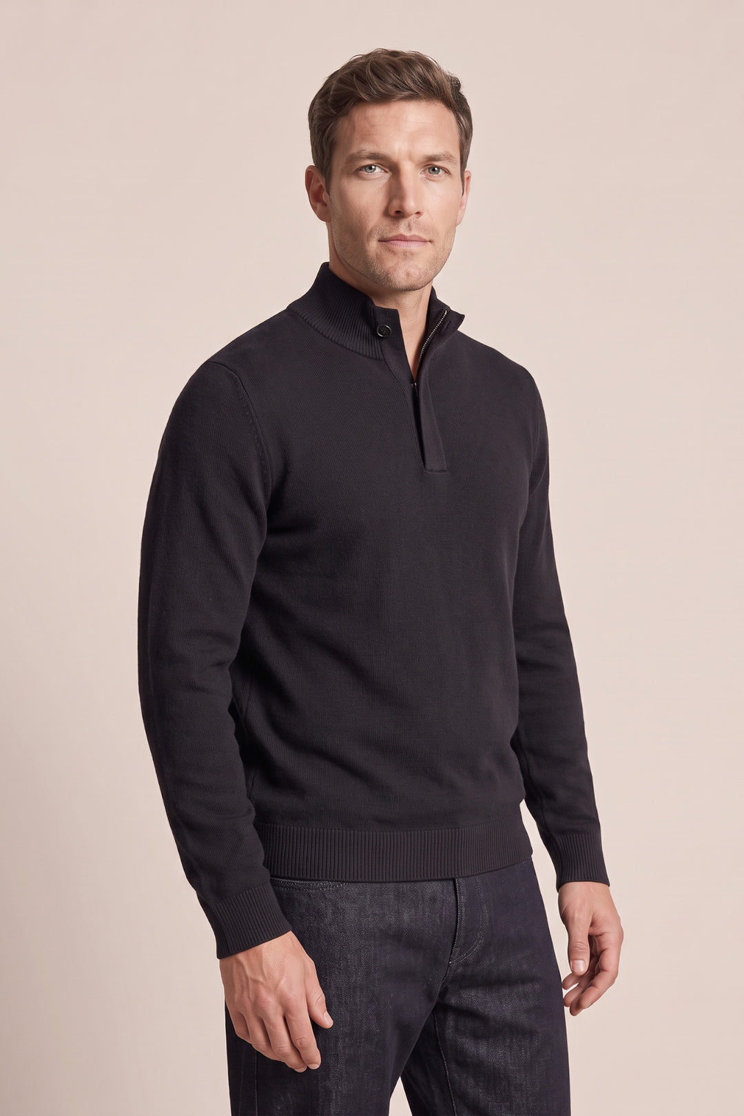 Merino Trui met Polokraag - Blauw