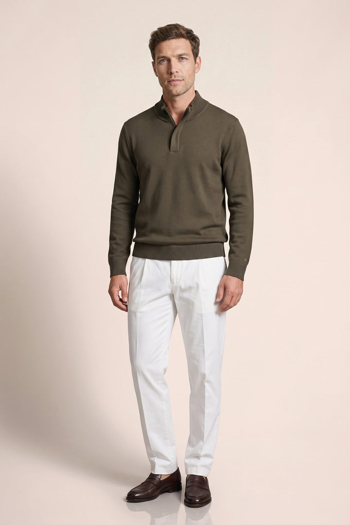 Merino Trui met Polokraag - Groen