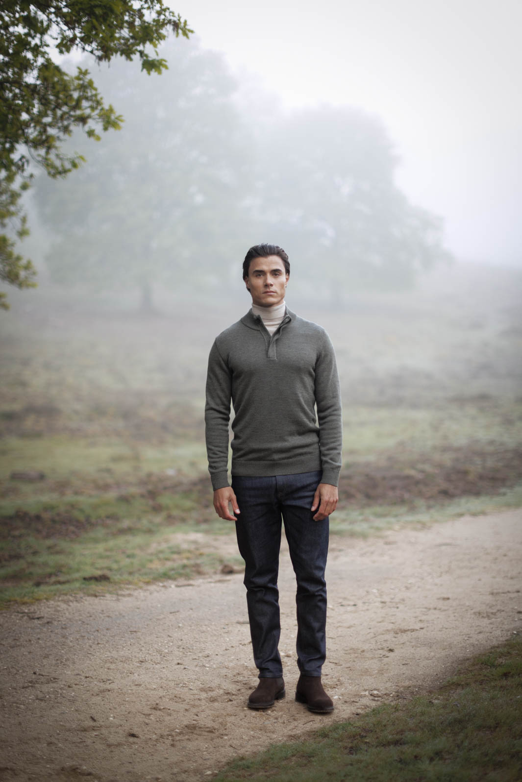 Merino Trui met Polokraag - Groen