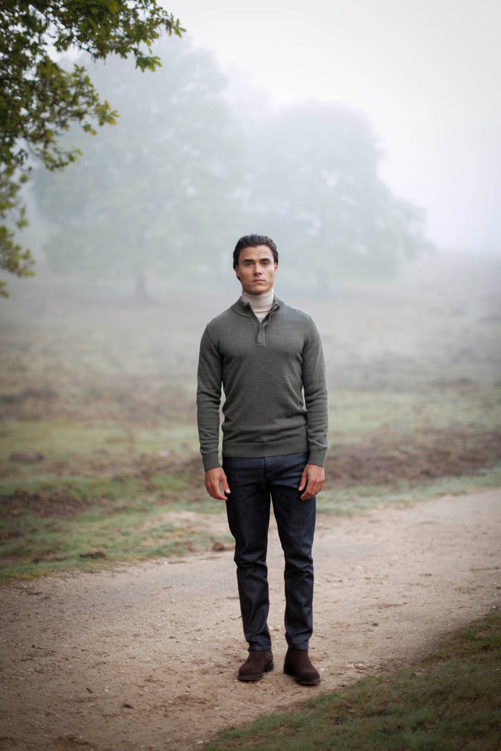 Merino Trui met Polokraag - Groen