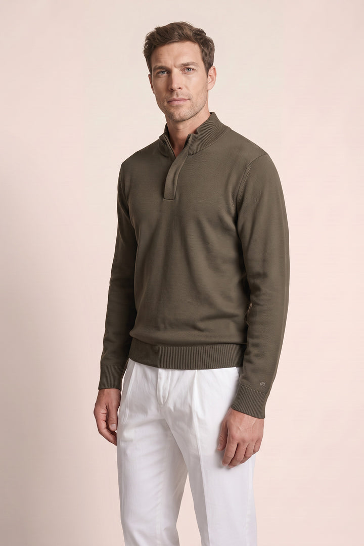 Merino Trui met Polokraag - Groen