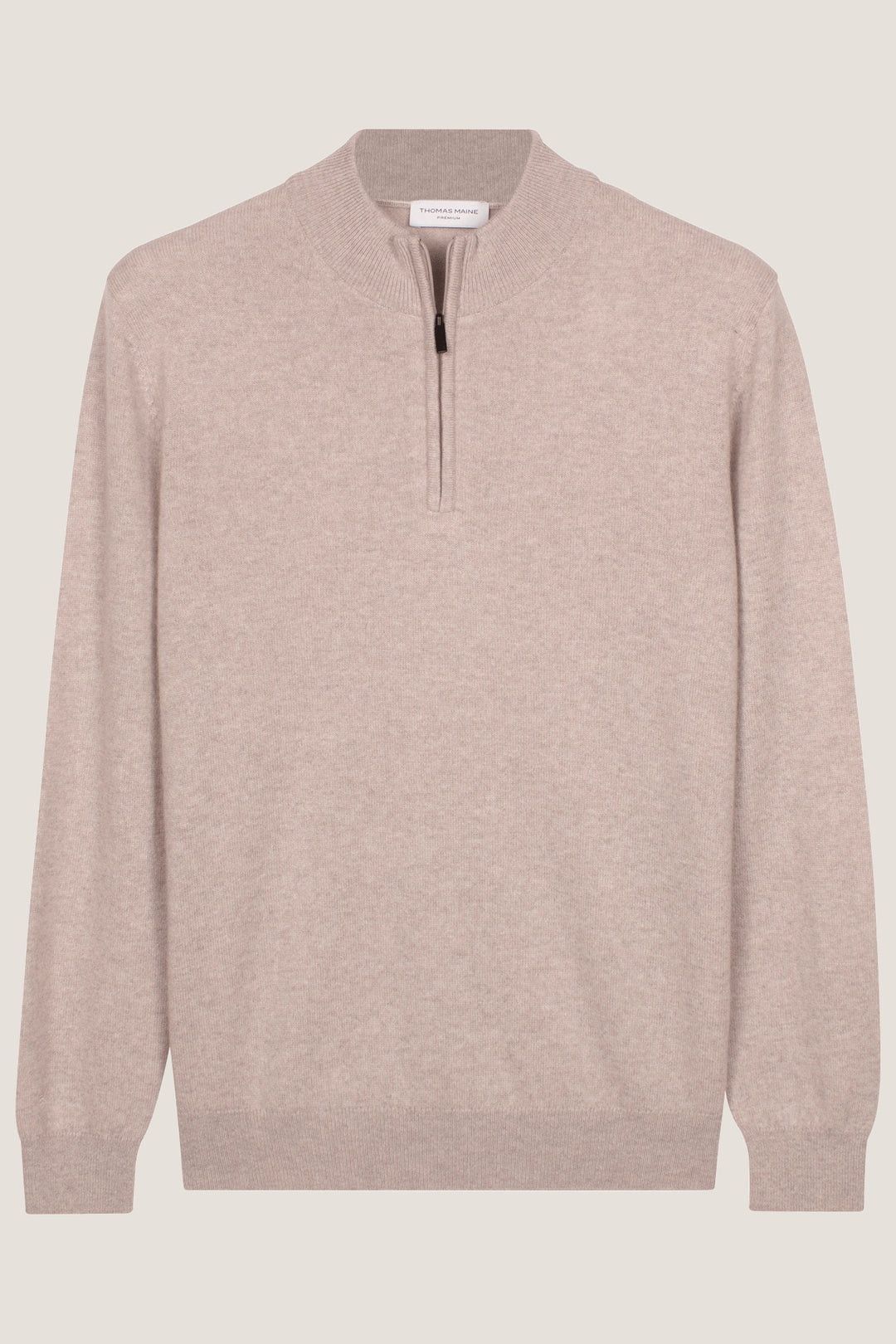 Cashmere Half Zip Pullover - Lichtgrijs