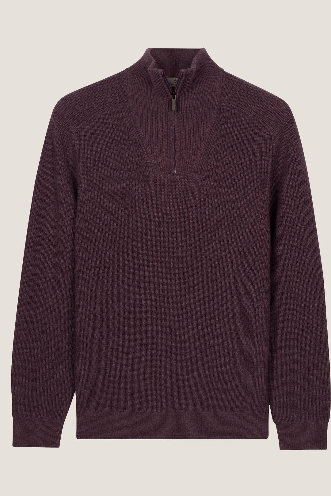 Lamswollen Half Zip Trui - Paars