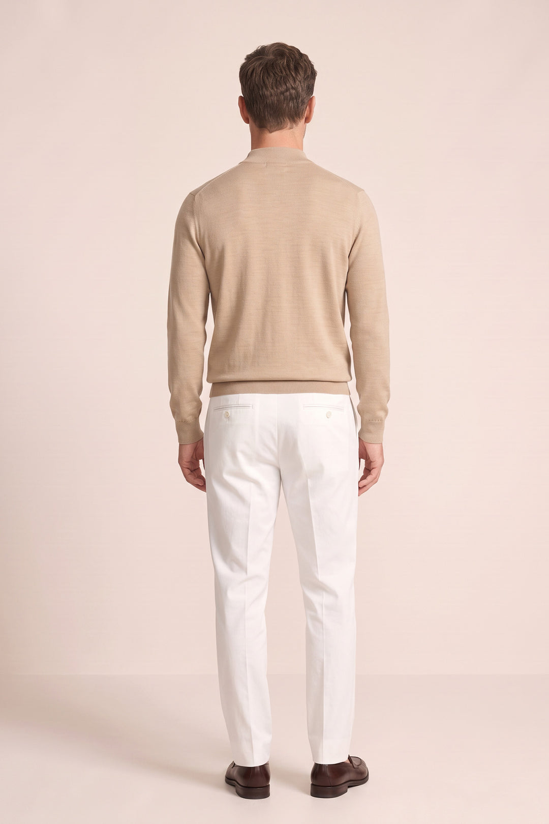 Merino Mock Neck Pullover - Beige
