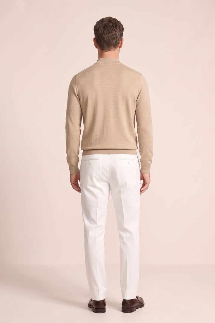 Merino Mock Neck Pullover - Beige
