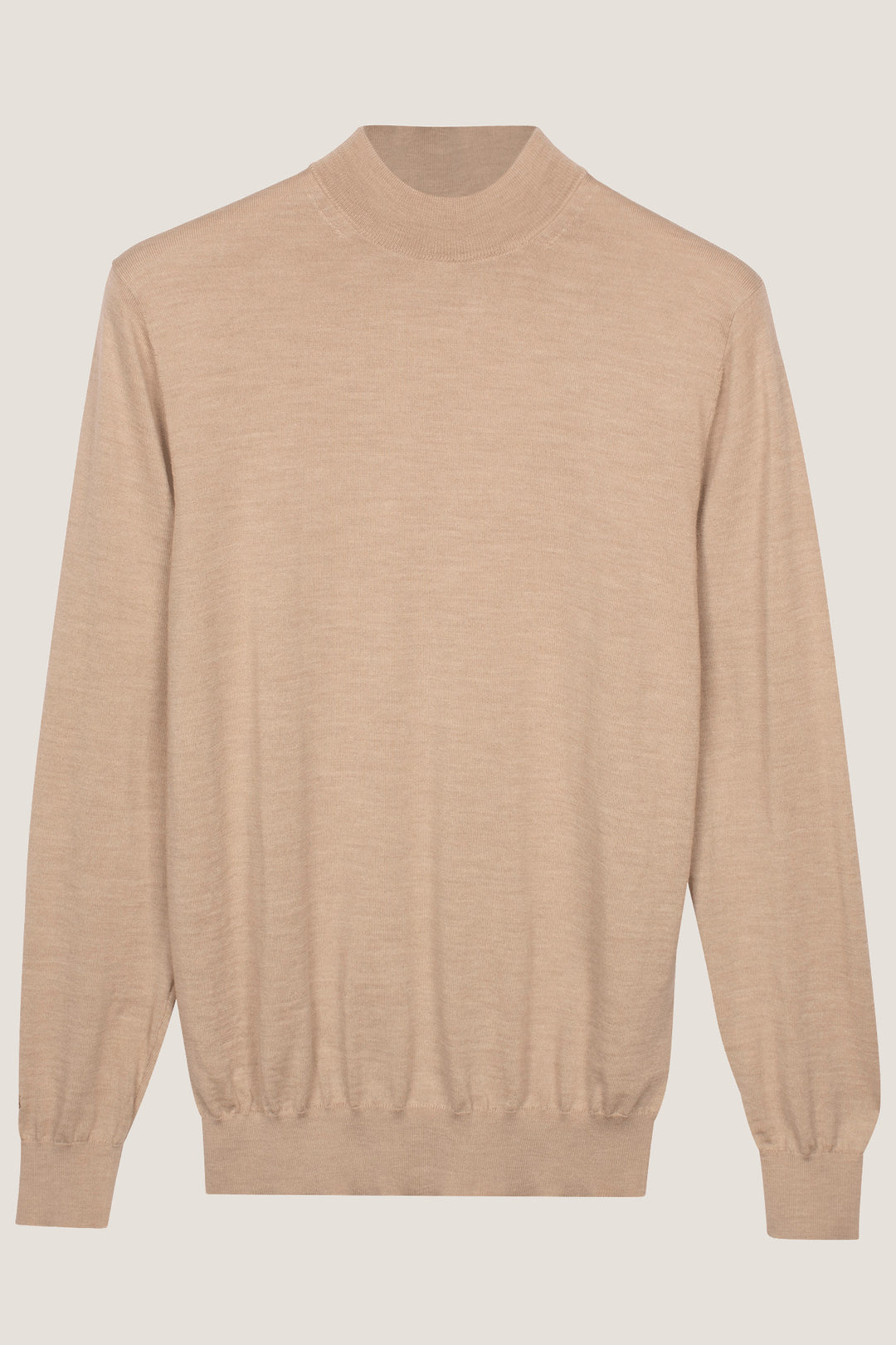 Merino Mock Neck Pullover - Beige