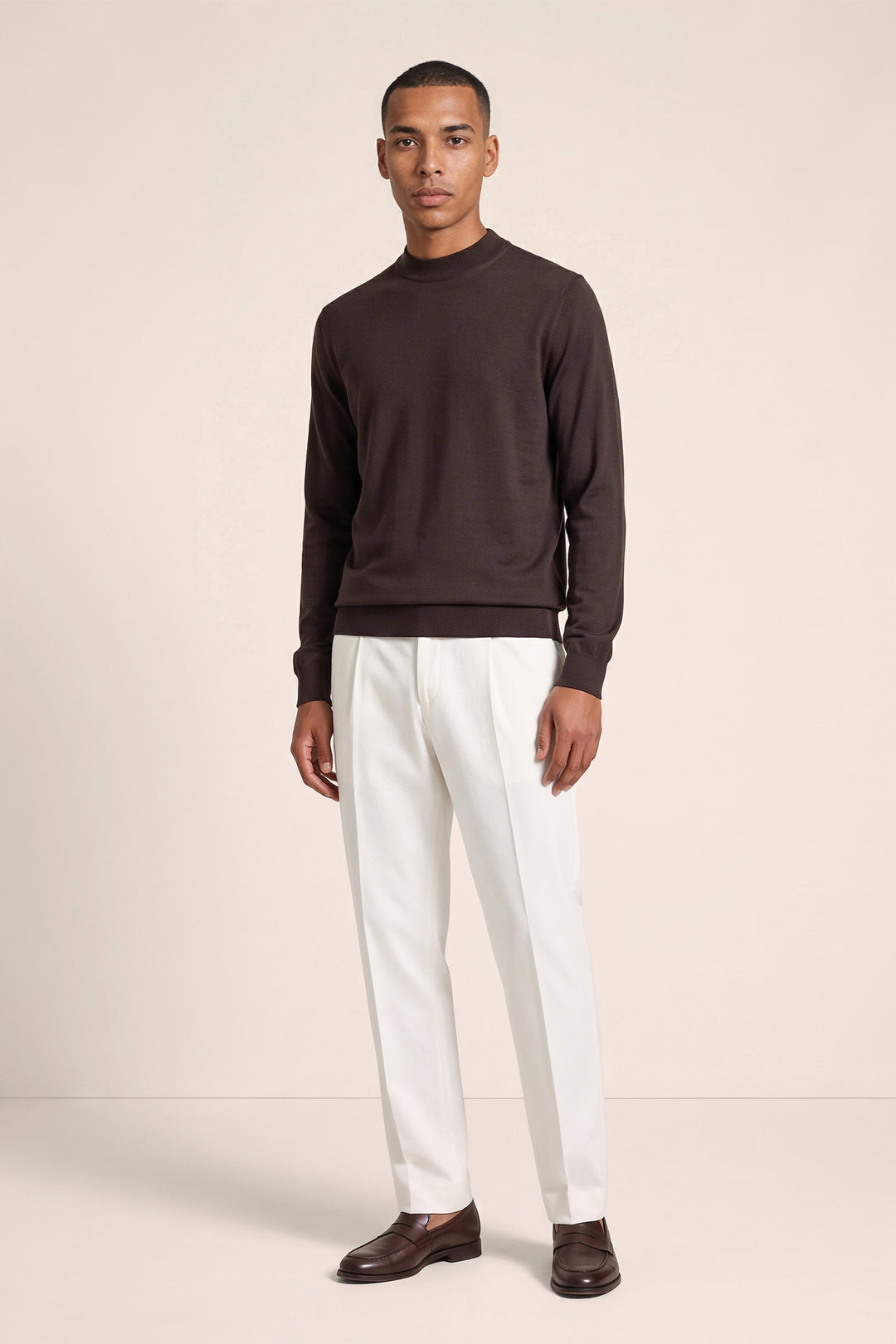 Merino Mock Neck Pullover - Bruin