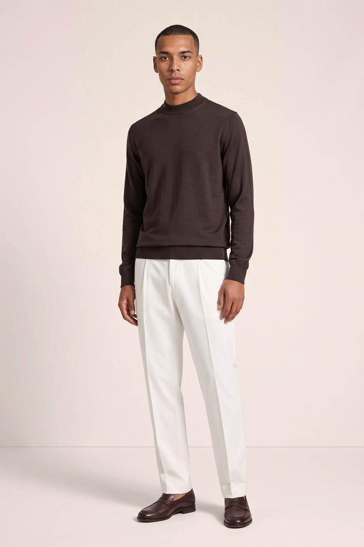 Merino Mock Neck Pullover - Bruin