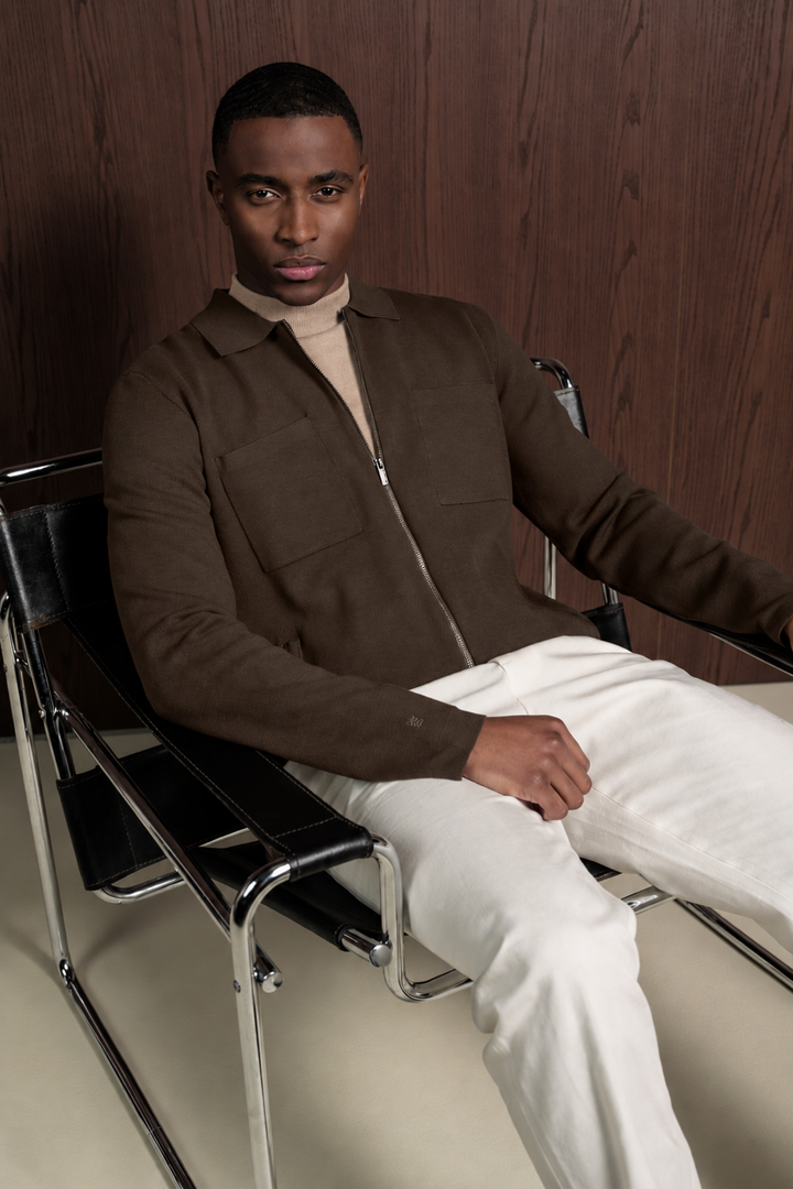 Merino Mock Neck Pullover - Beige