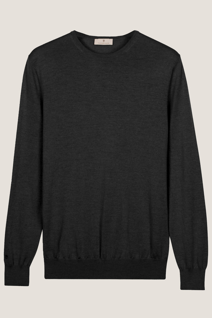 Merino Crew Neck Pullover - Zwart