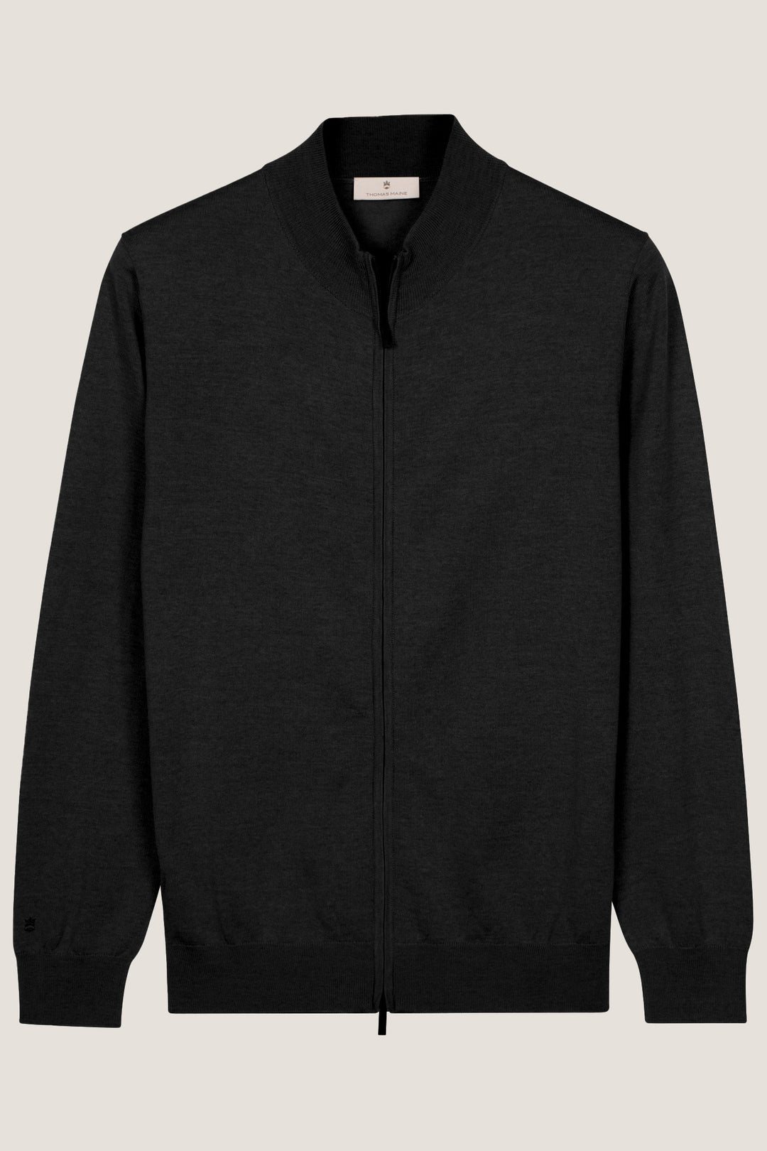 Merino Full Zip Cardigan - Black
