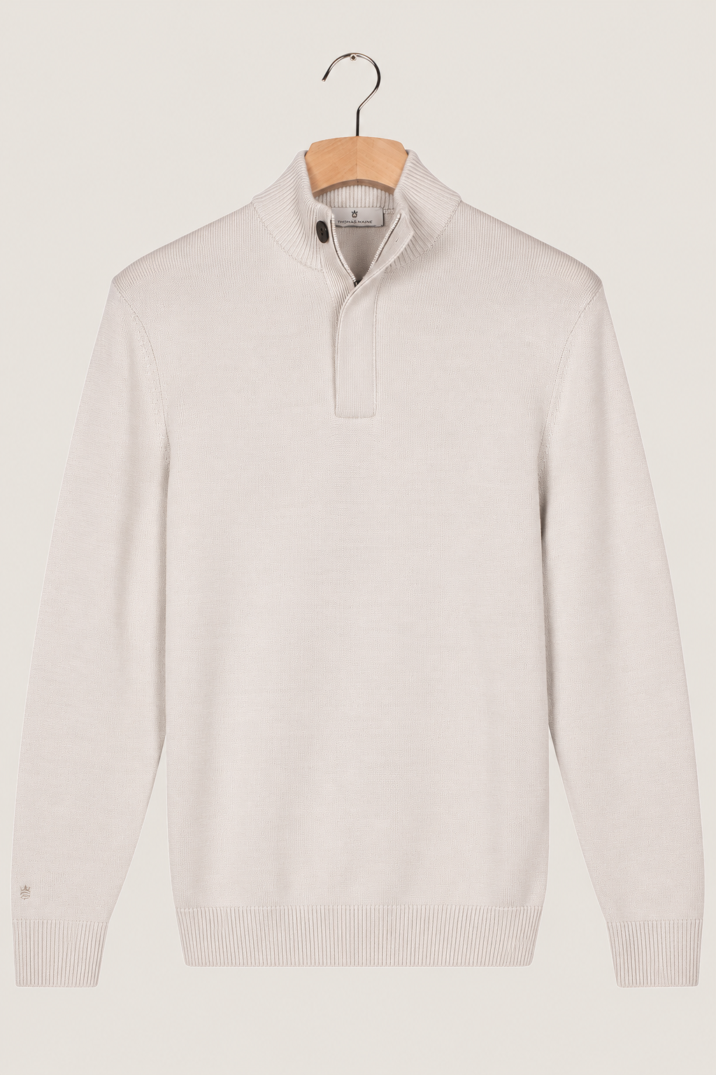 Merino Half button Pullover - Wit