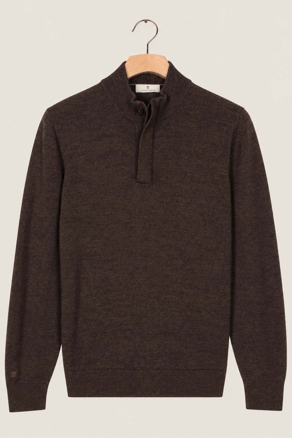 Merino Half button Pullover - Bruin