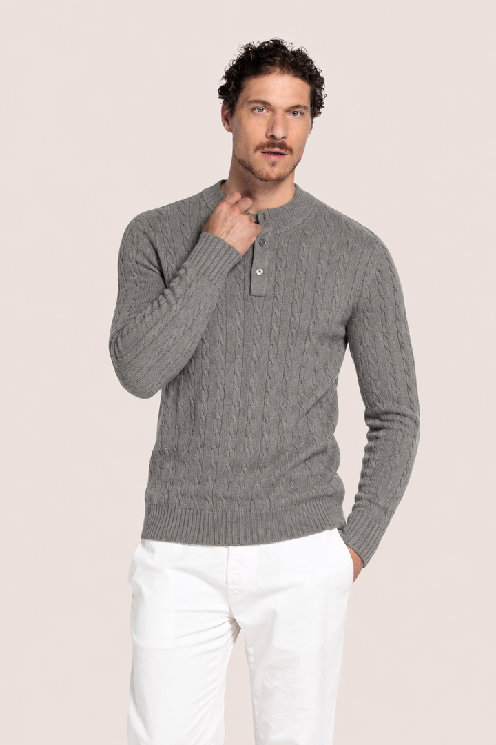 Pullover met Kabelstructuur - Grijs