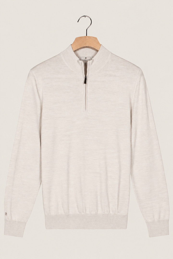 Half-zip Merino Pullover - Wit