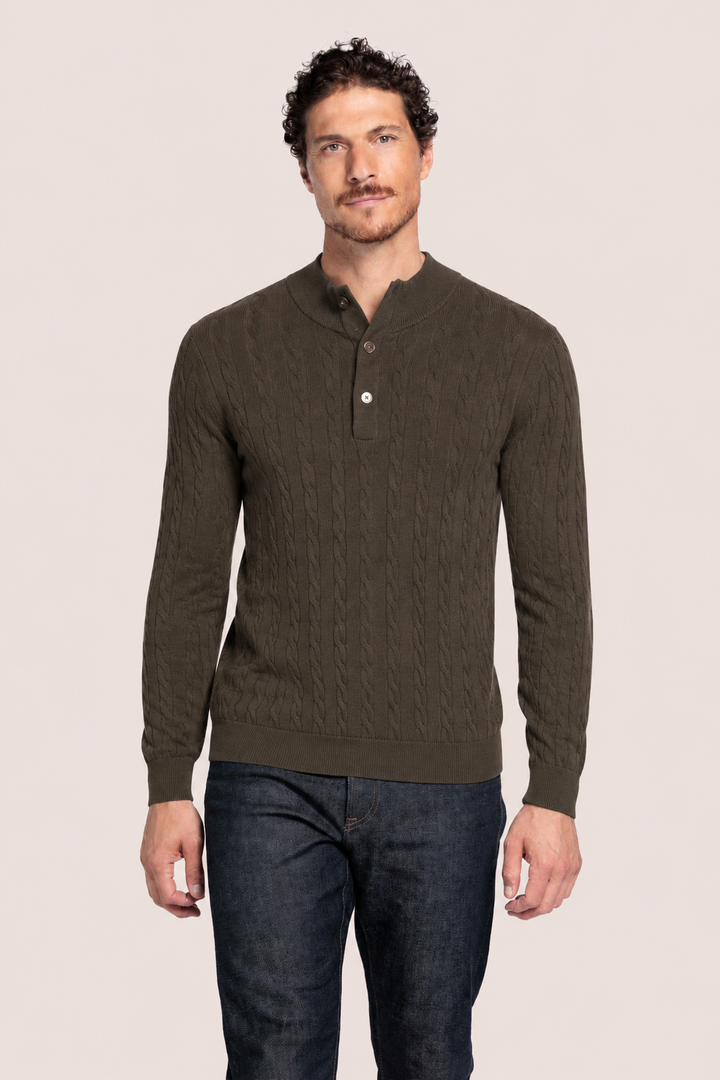 Pullover met Kabelstructuur - Groen