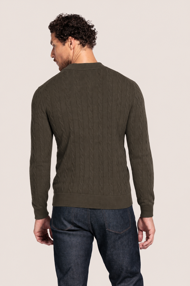Pullover met Kabelstructuur - Groen