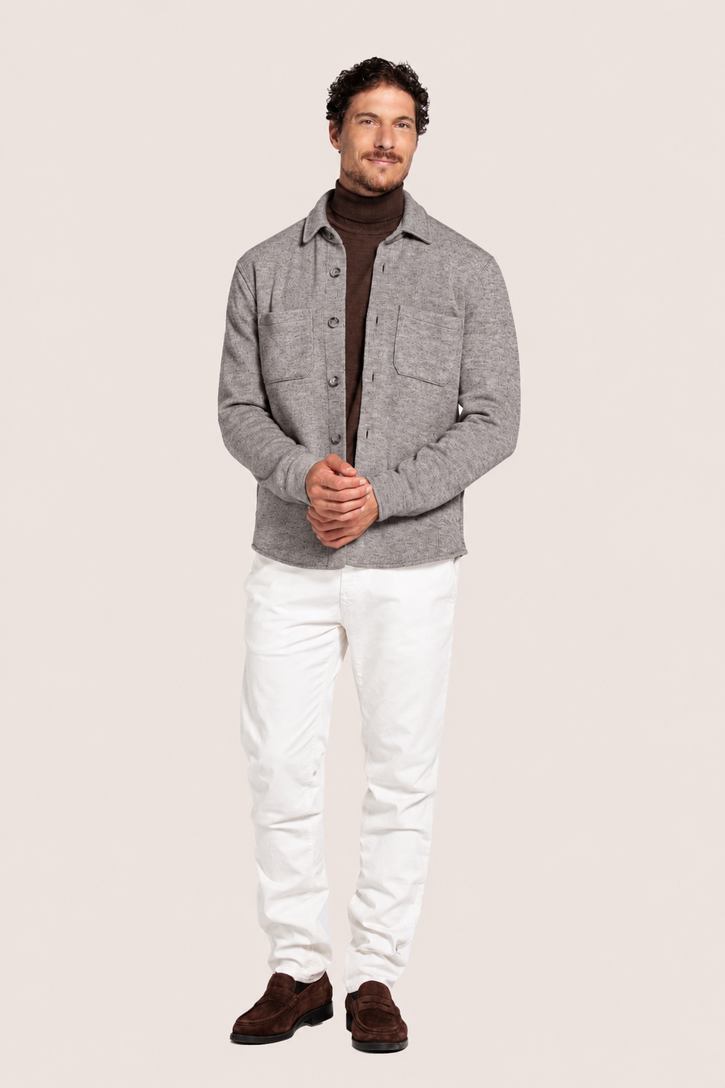 Wolblend Overshirt - Lichtgrijs