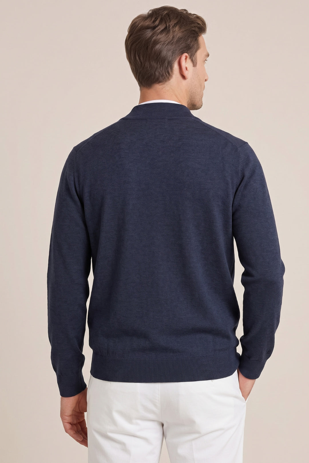 Merino Full Zip Vest - Navy