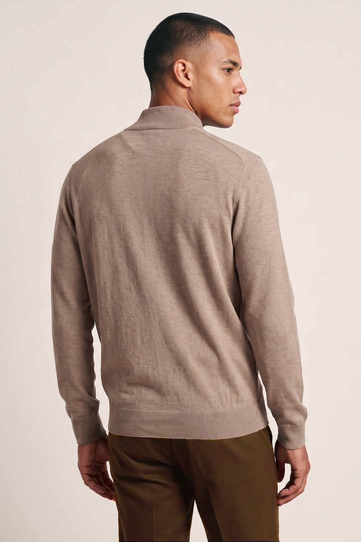 Merino Full Zip Vest - Beige