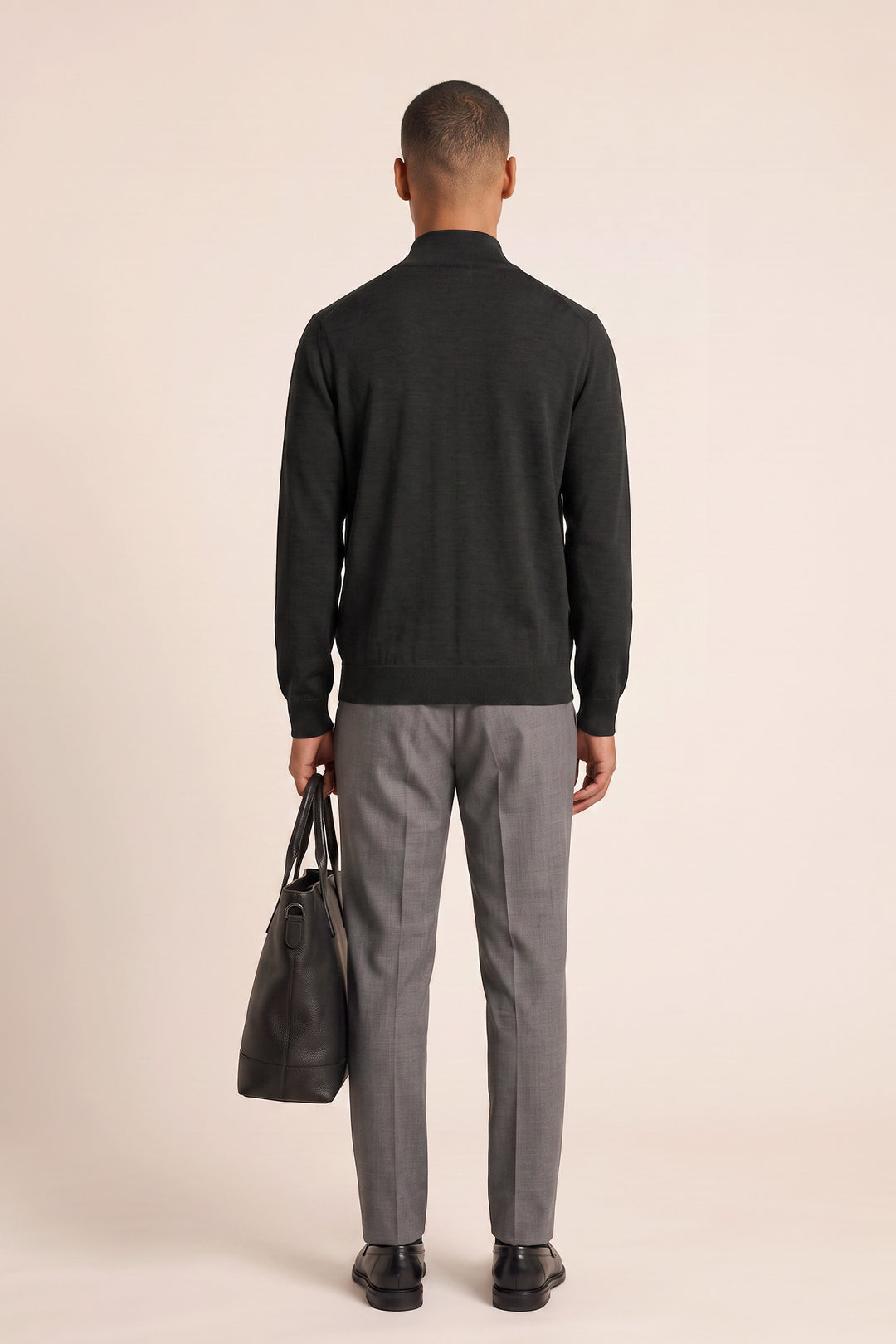 Merino Full Zip Cardigan - Black