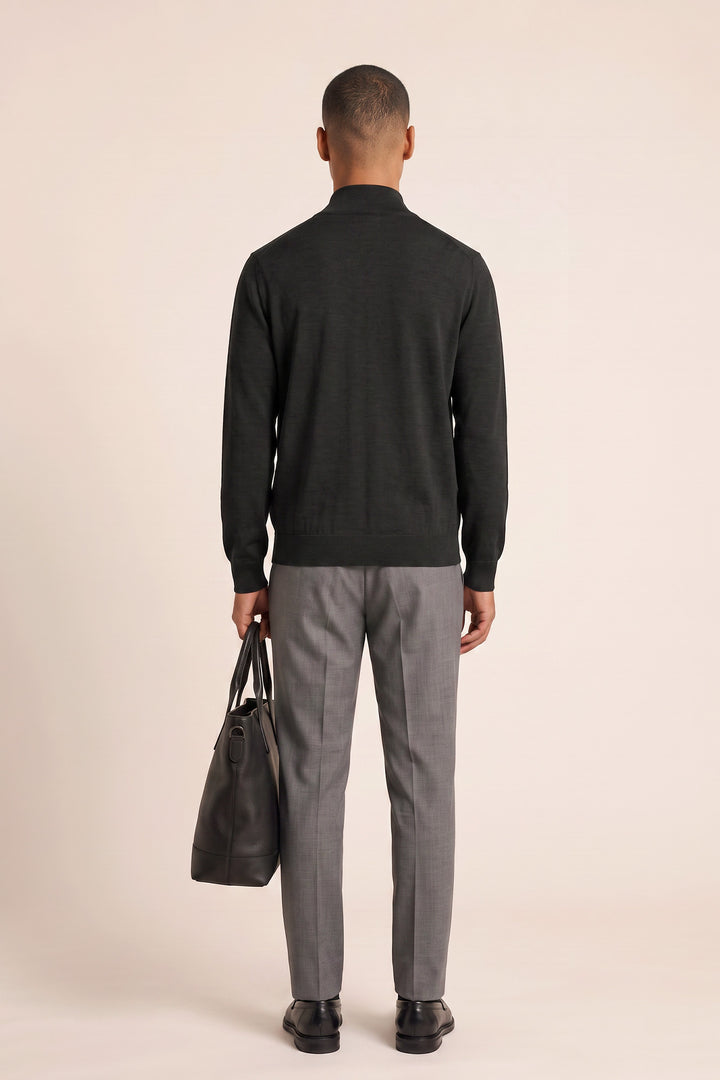 Merino Full Zip Cardigan - Black