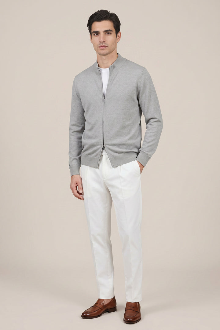 Merino Full Zip Vest - Grey