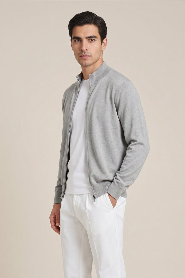 Merino Full Zip Vest - Grey