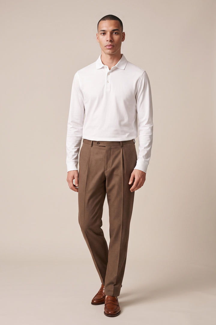 Liquid Cotton Longsleeve Polo - Wit