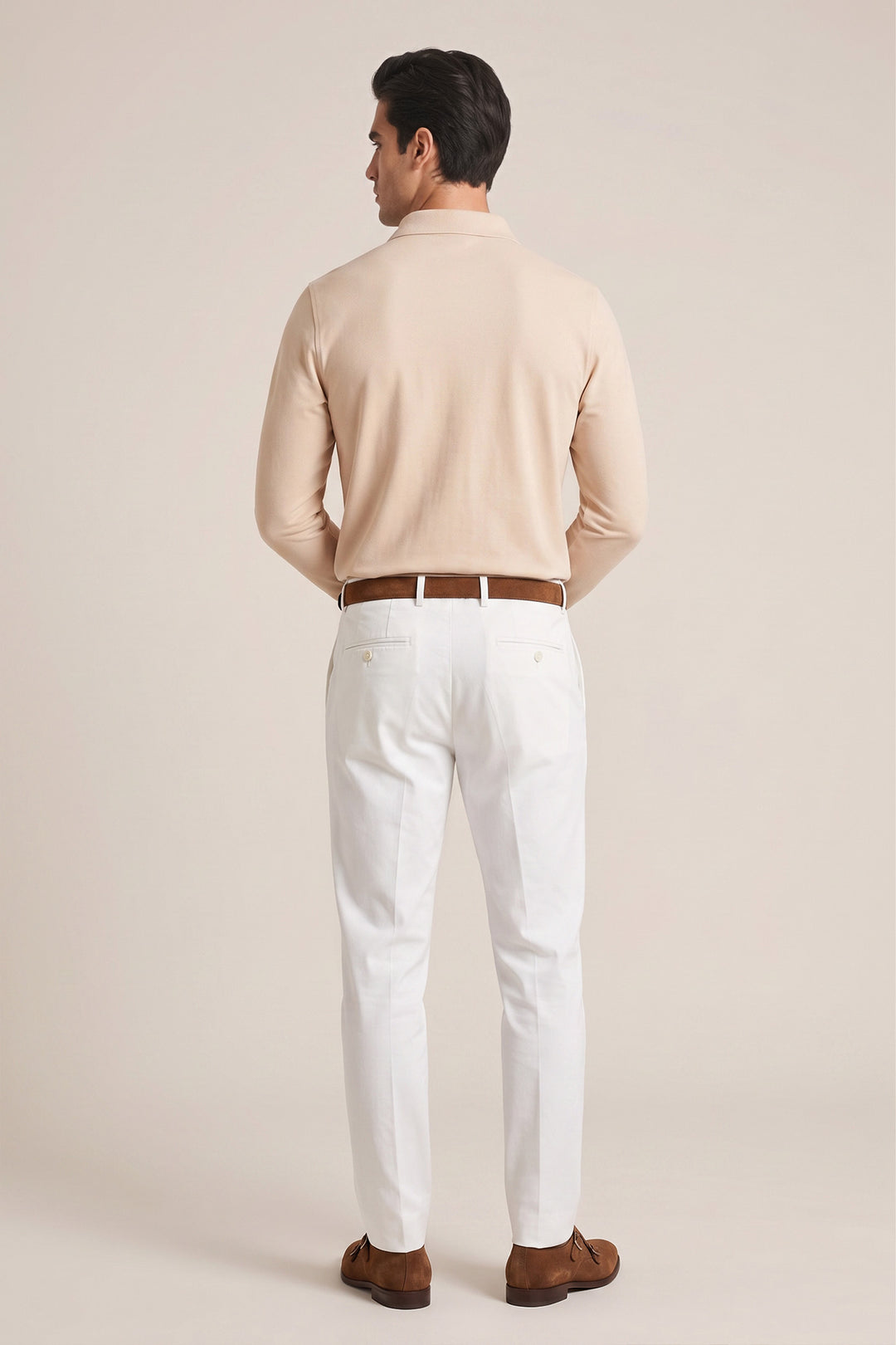 Liquid Cotton Long Sleeve Polo - Beige