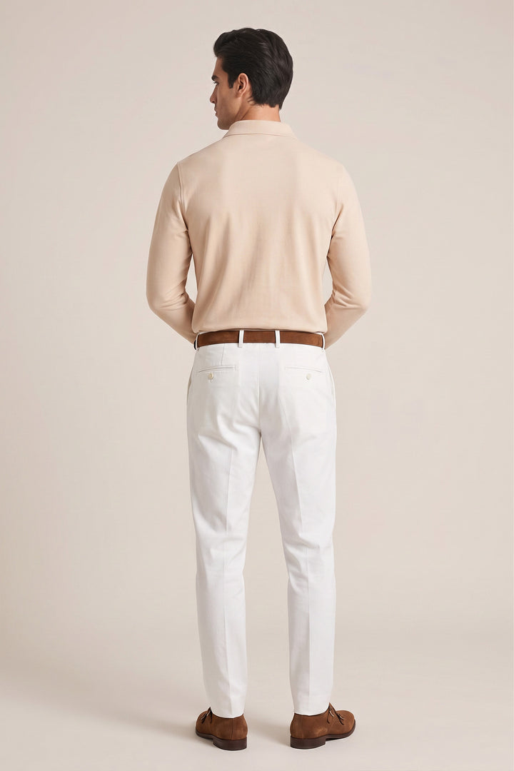 Liquid Cotton Long Sleeve Polo - Beige