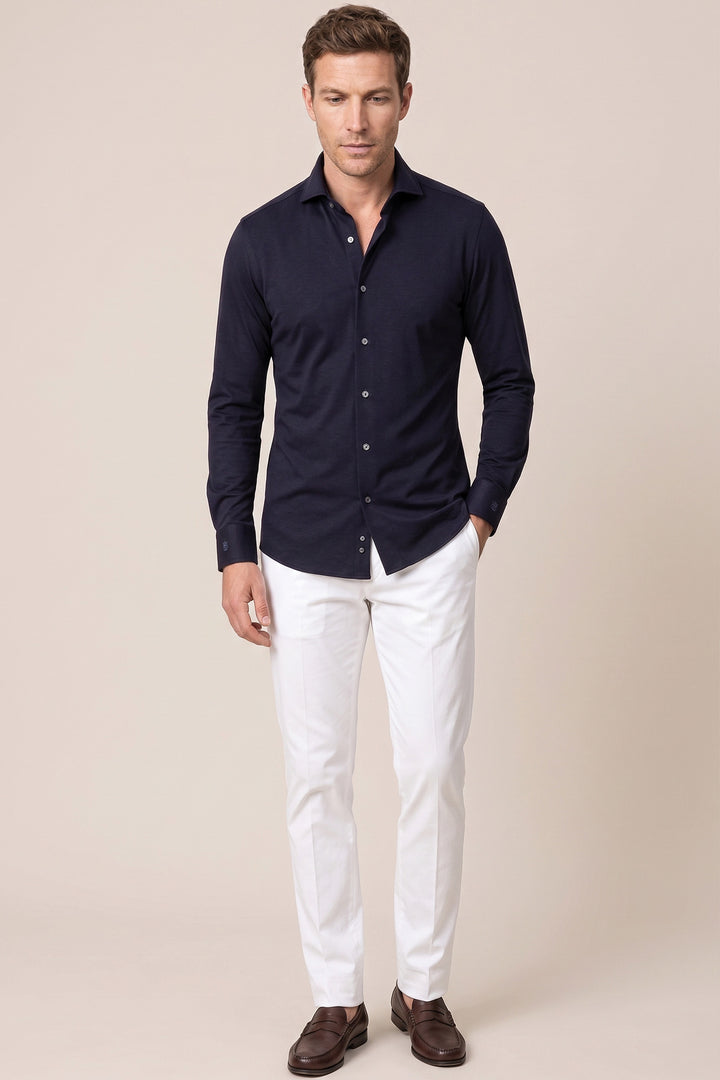 Liquid Cotton Overhemd - Navy