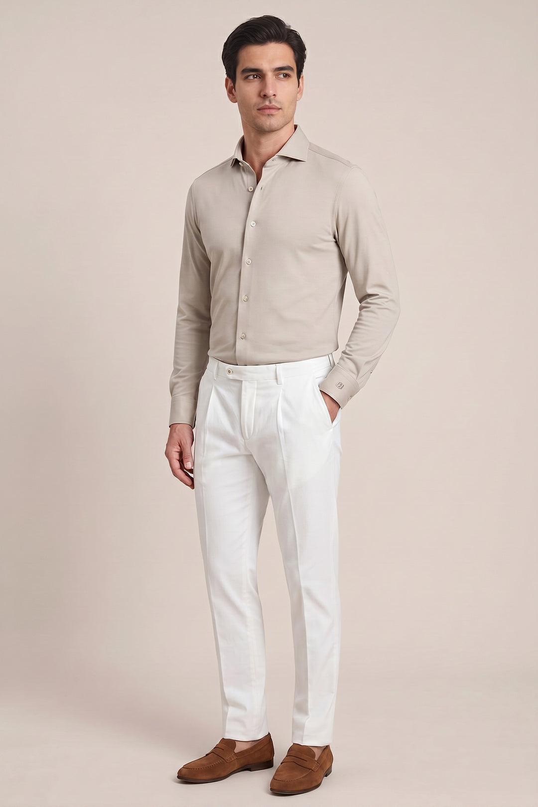 Liquid Cotton Overhemd - Beige