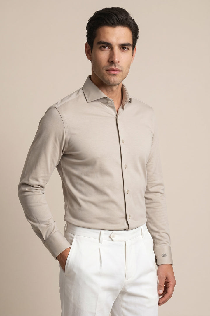 Liquid Cotton Overhemd - Beige