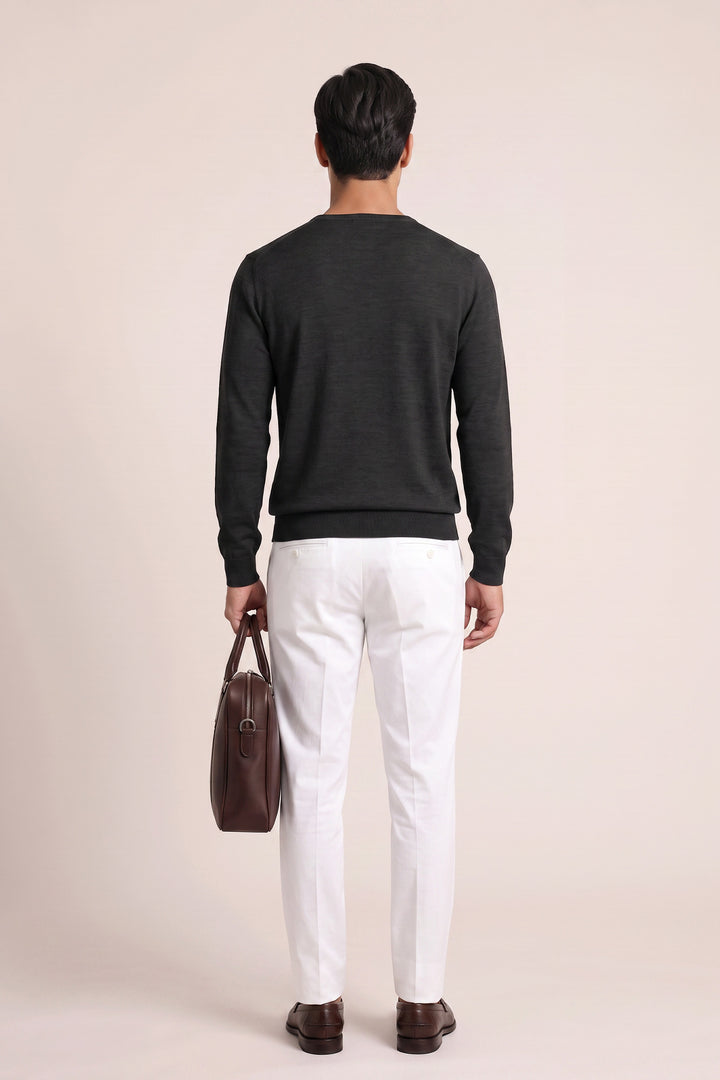 Merino V-neck Pullover - Zwart