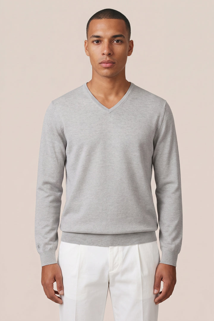 Merino V-neck Pullover - Grijs