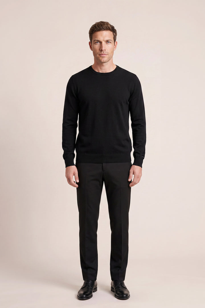 Merino Crew Neck Pullover - Zwart