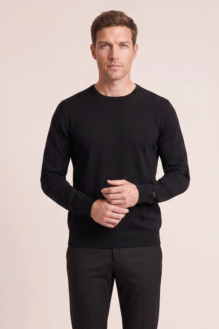 Merino Crew Neck Pullover - Zwart