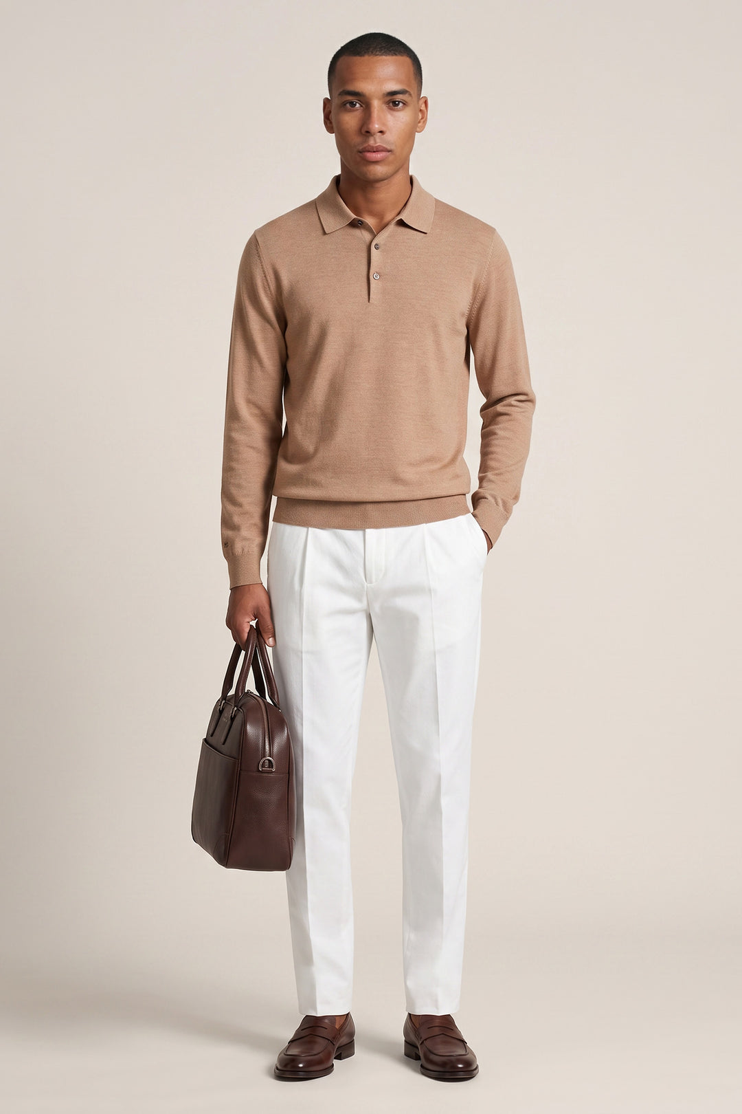 Merino Long Sleeve Pullover - Beige