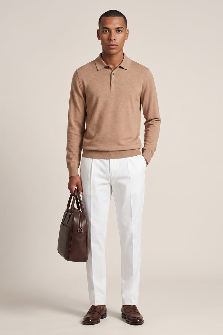 Merino Long Sleeve Pullover - Beige