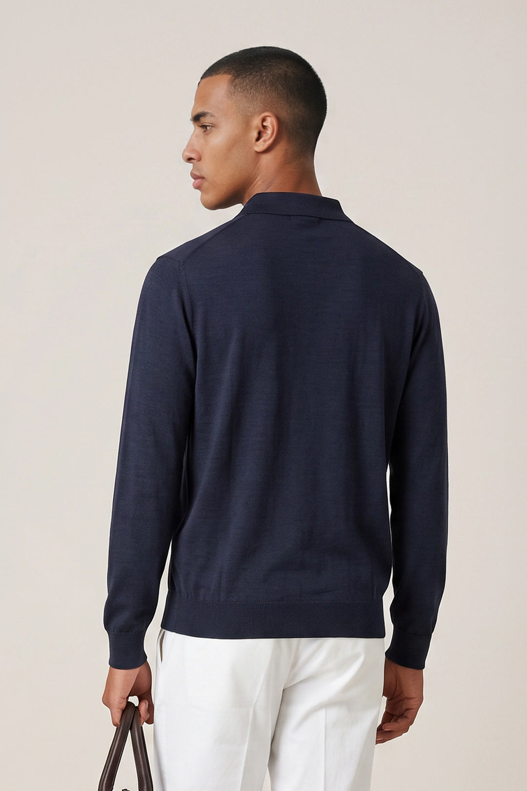 Merino Half Zip Pullover - Navy