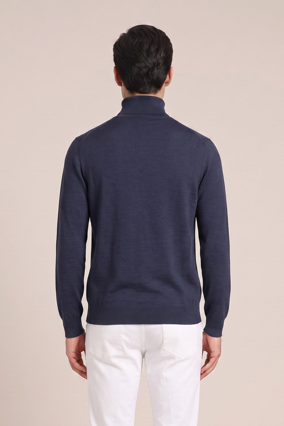 Merino High Neck Pullover - Navy