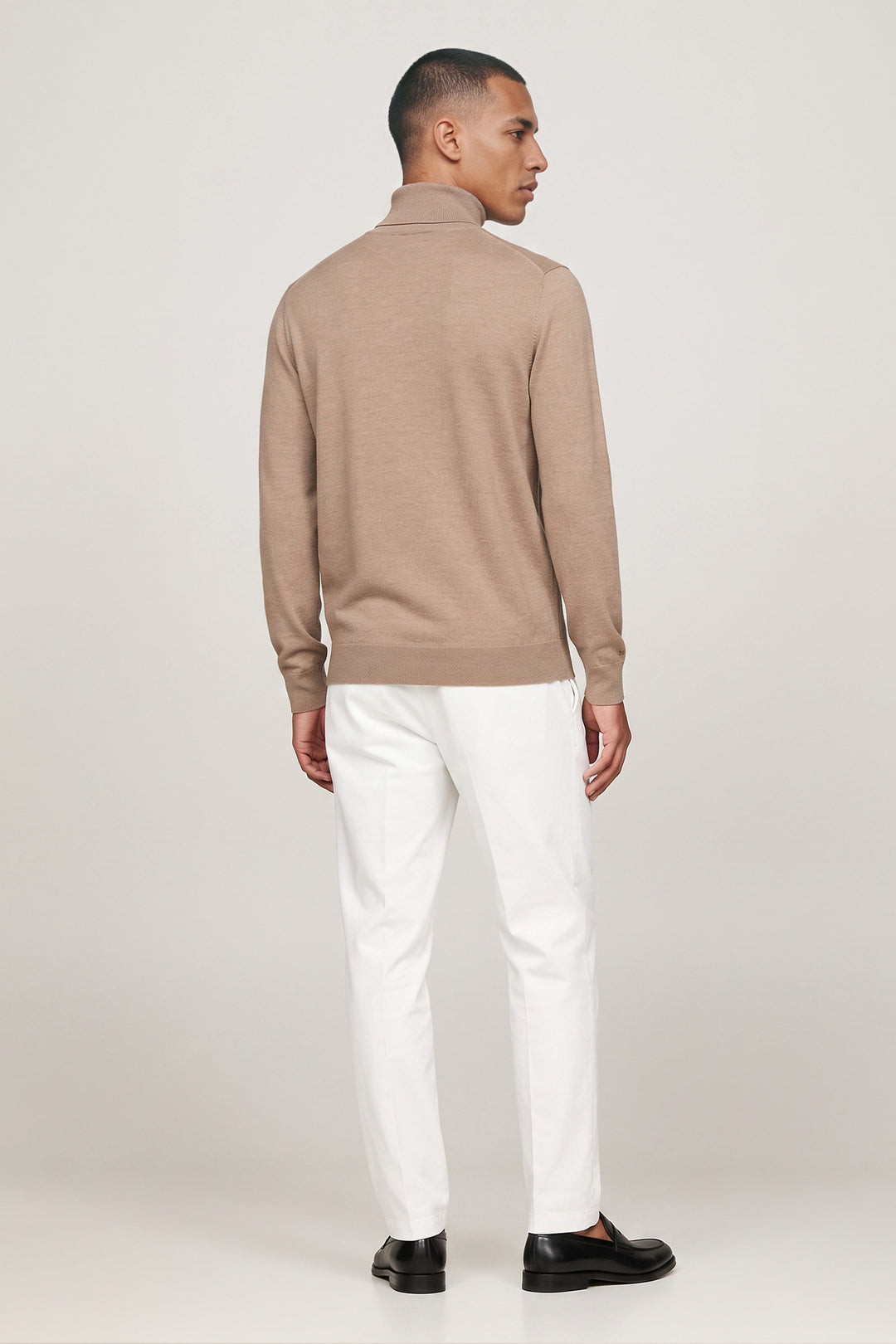 Merino High Neck Pullover - Beige