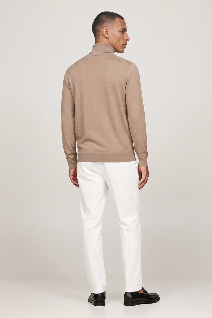 Merino High Neck Pullover - Beige